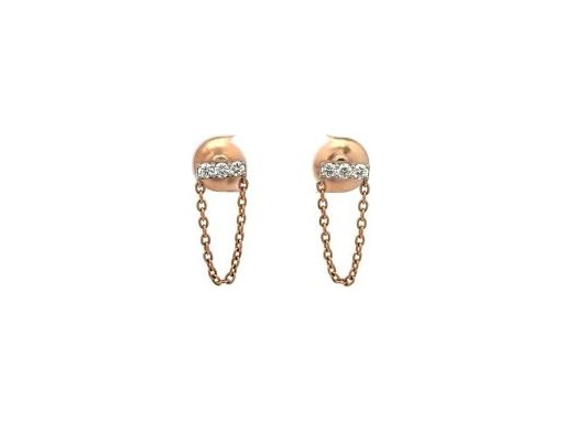 18K White and Rose Gold Chain Earrings with Natural Diamonds